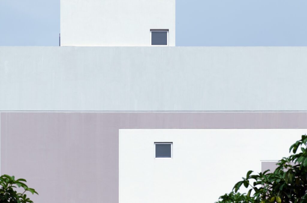 Pastel color geometric building facade